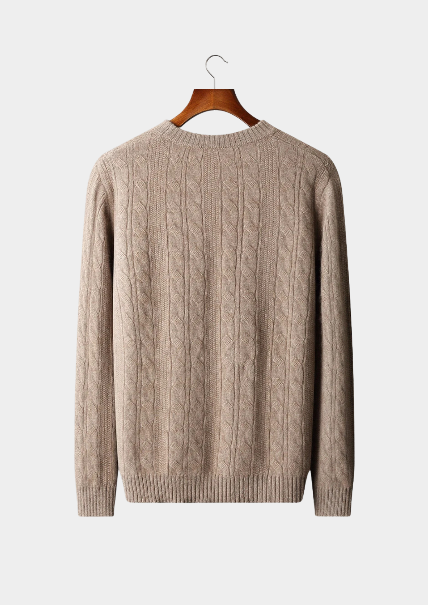 PURE EXTRA-FINE MERINO WOOL CABLE CREWNECK