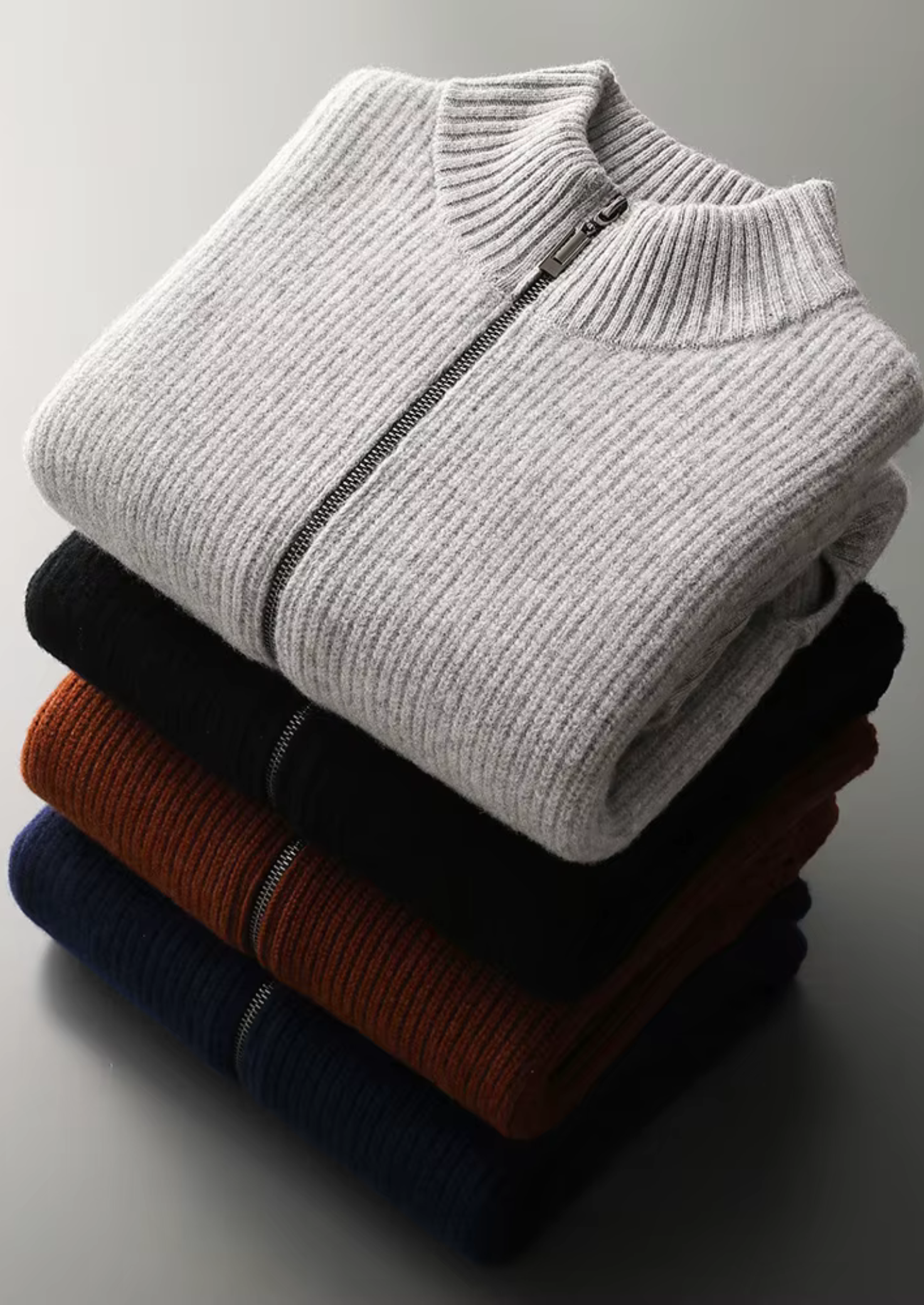 PURE EXTRA-FINE MERINO WOOL RIBBED CARDIGAN