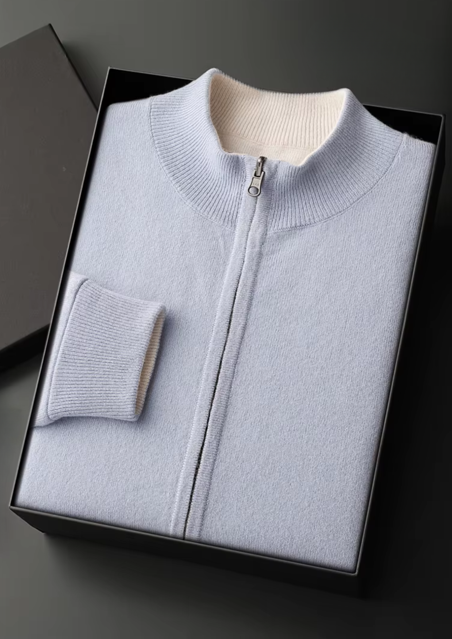 PURE EXTRA-FINE MERINO WOOL ZIP CARDIGAN