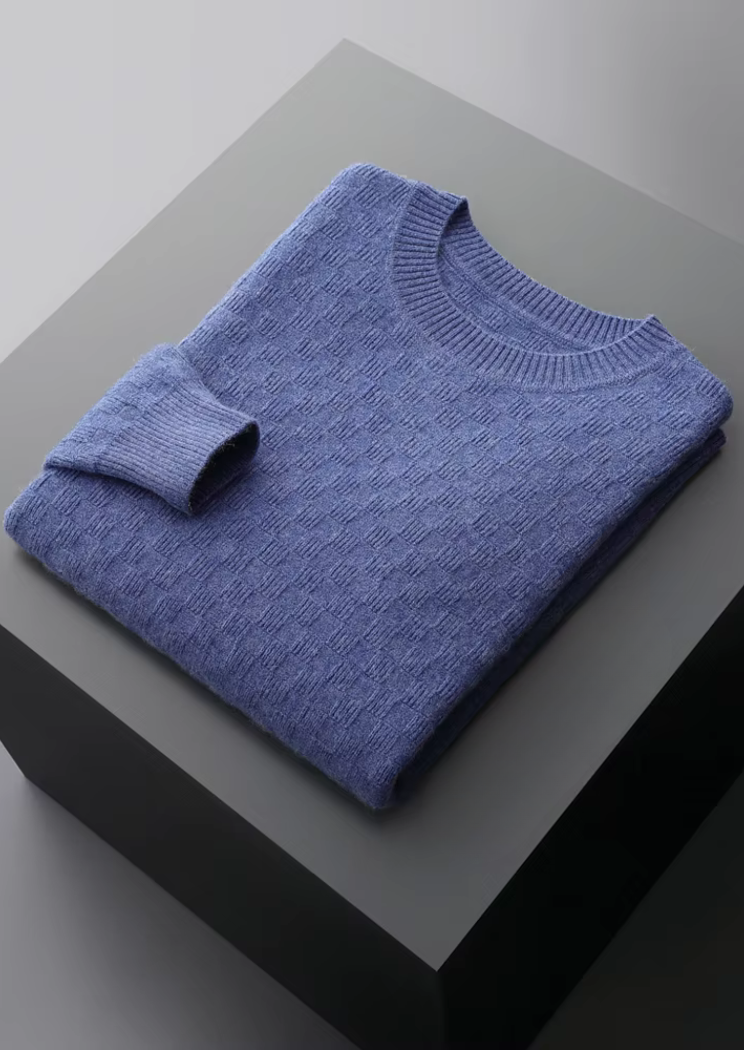 PREMIUM CASHMERE TEXTURED CREWNECK