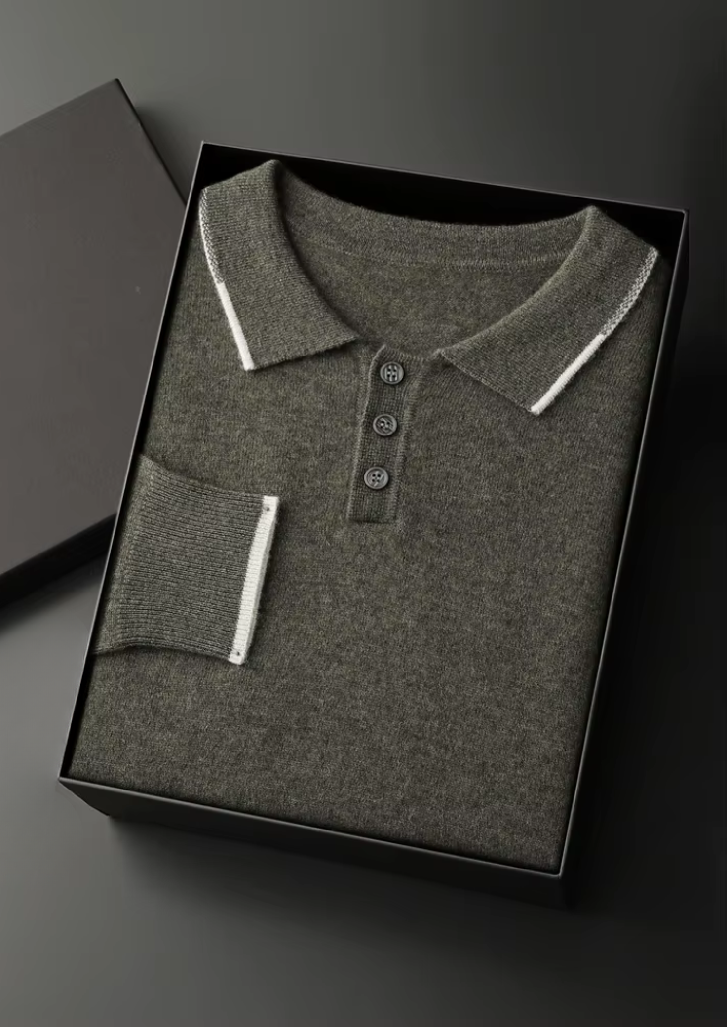 PREMIUM CASHMERE TWO TONE BUTTON POLO