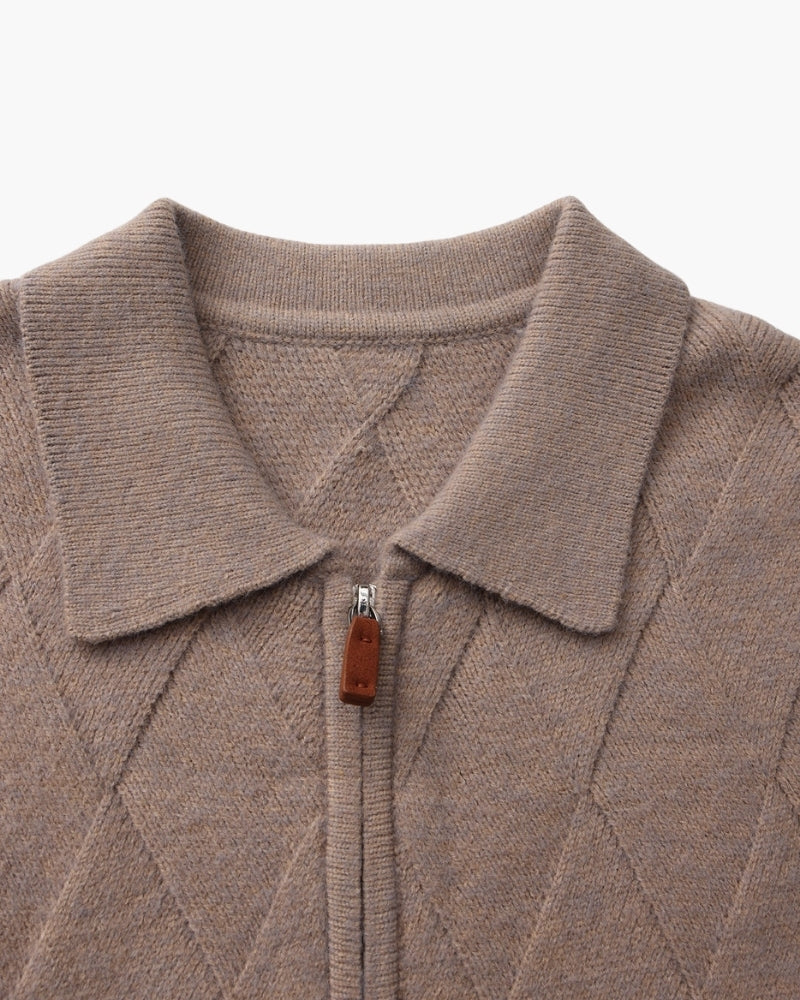 Orren Ottawa™ | Heritage Diamond Knit Zip Cardigan