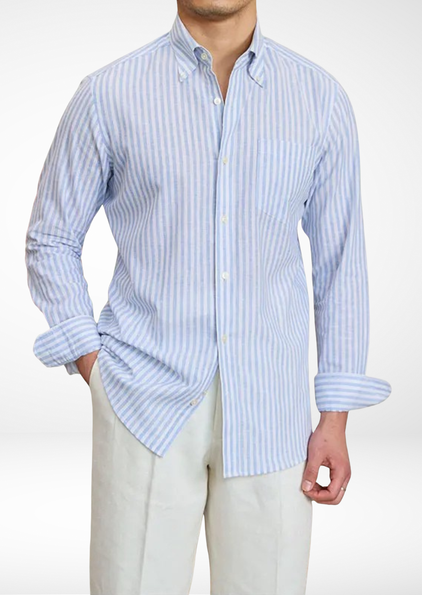PORTOFINO STRIPED COASTAL SHIRT - Light Blue