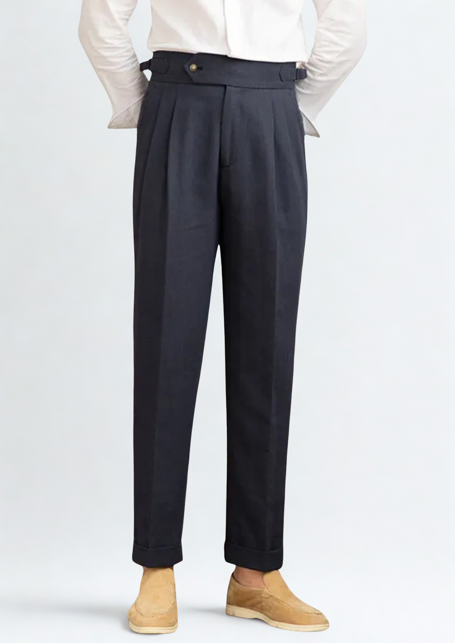 CAGLIARI PLEATED COASTAL TROUSERS - Navy Blue
