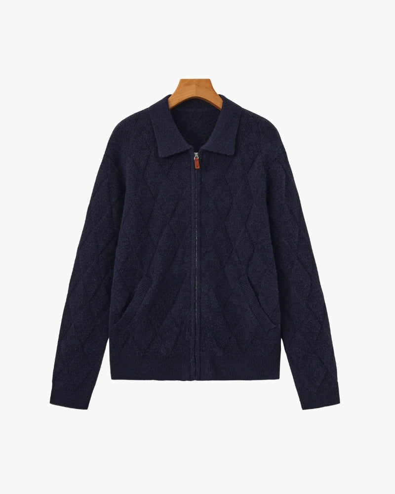 Orren Ottawa™ | Heritage Diamond Knit Zip Cardigan