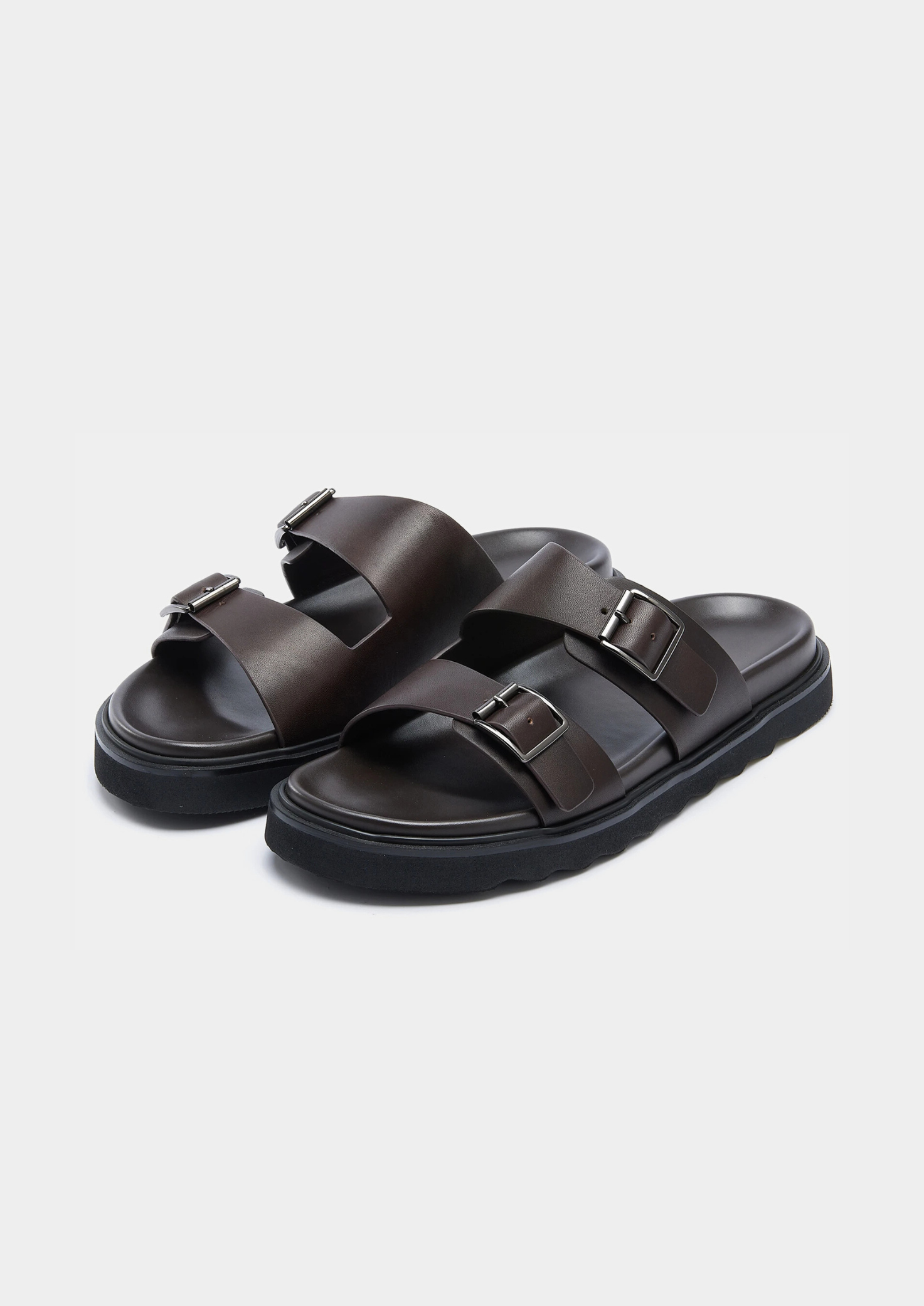 DOUBLE BUCKLE RESORT SANDAL - Dark Brown