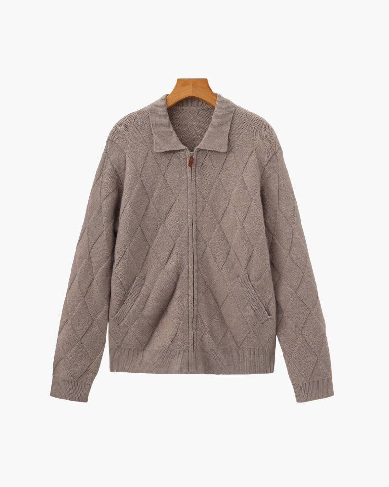 Orren Ottawa™ | Heritage Diamond Knit Zip Cardigan