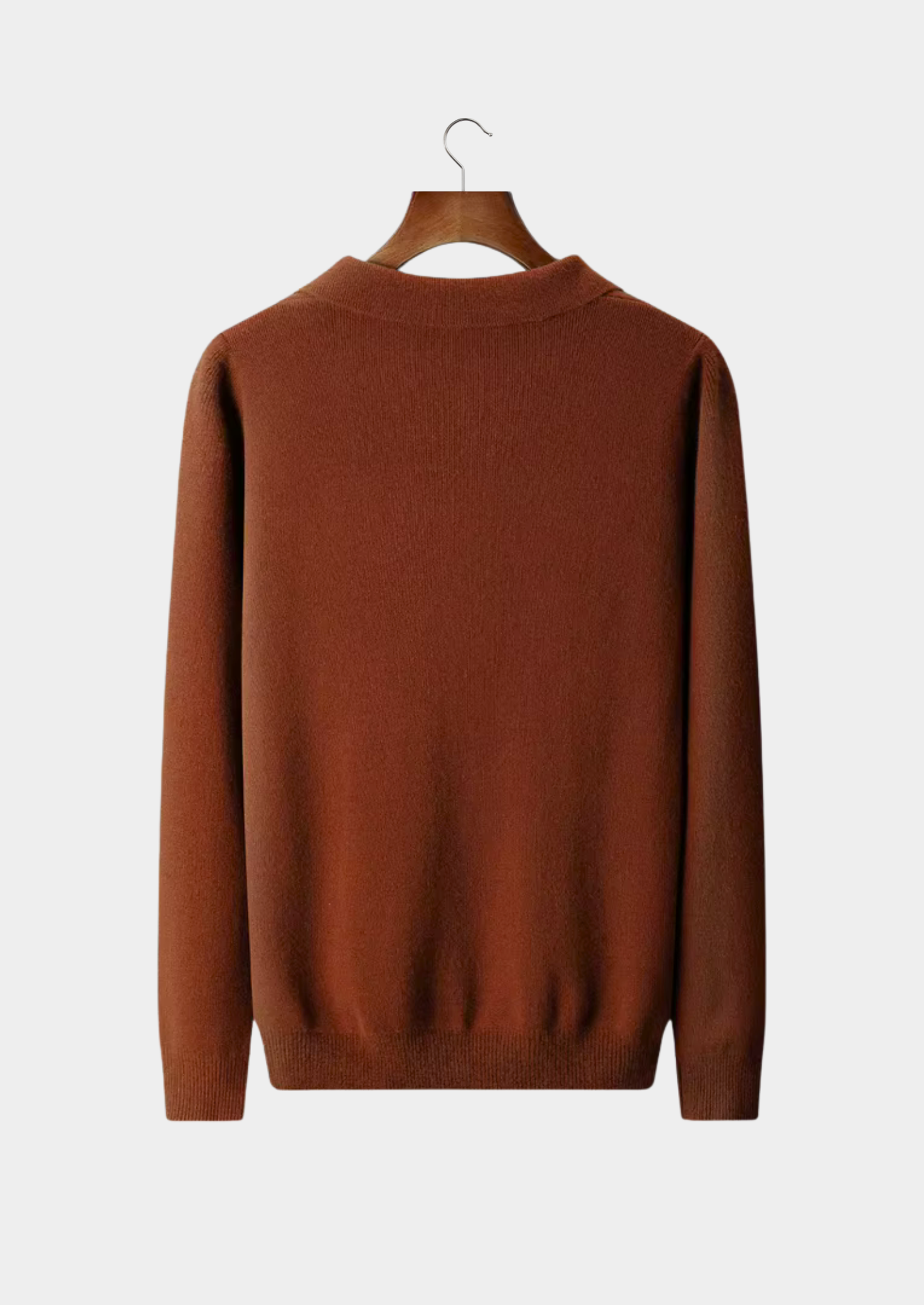 PURE EXTRA-FINE MERINO WOOL RIBBED BUTTONLESS POLO