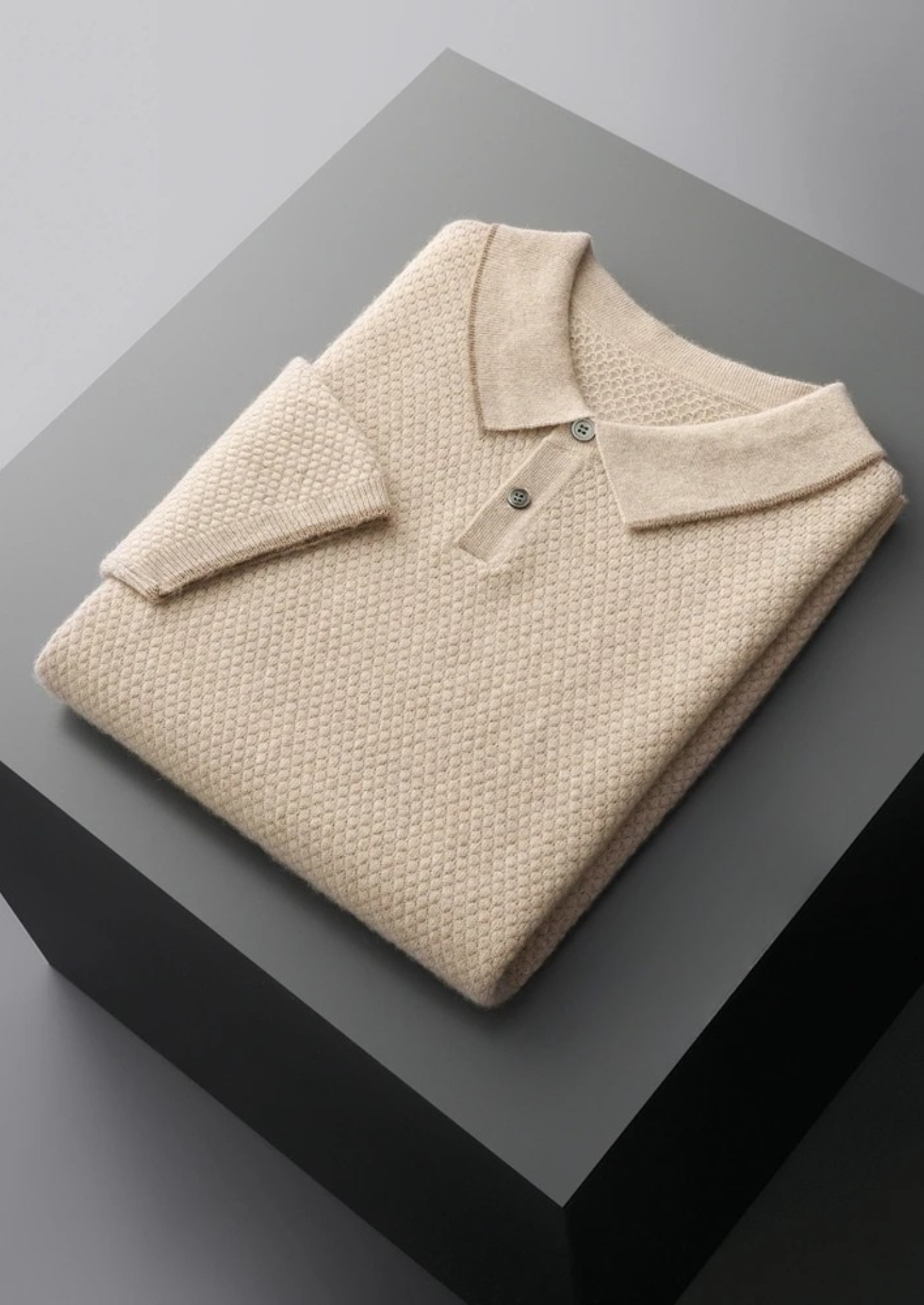 PREMIUM CASHMERE TWO-TONE POLO