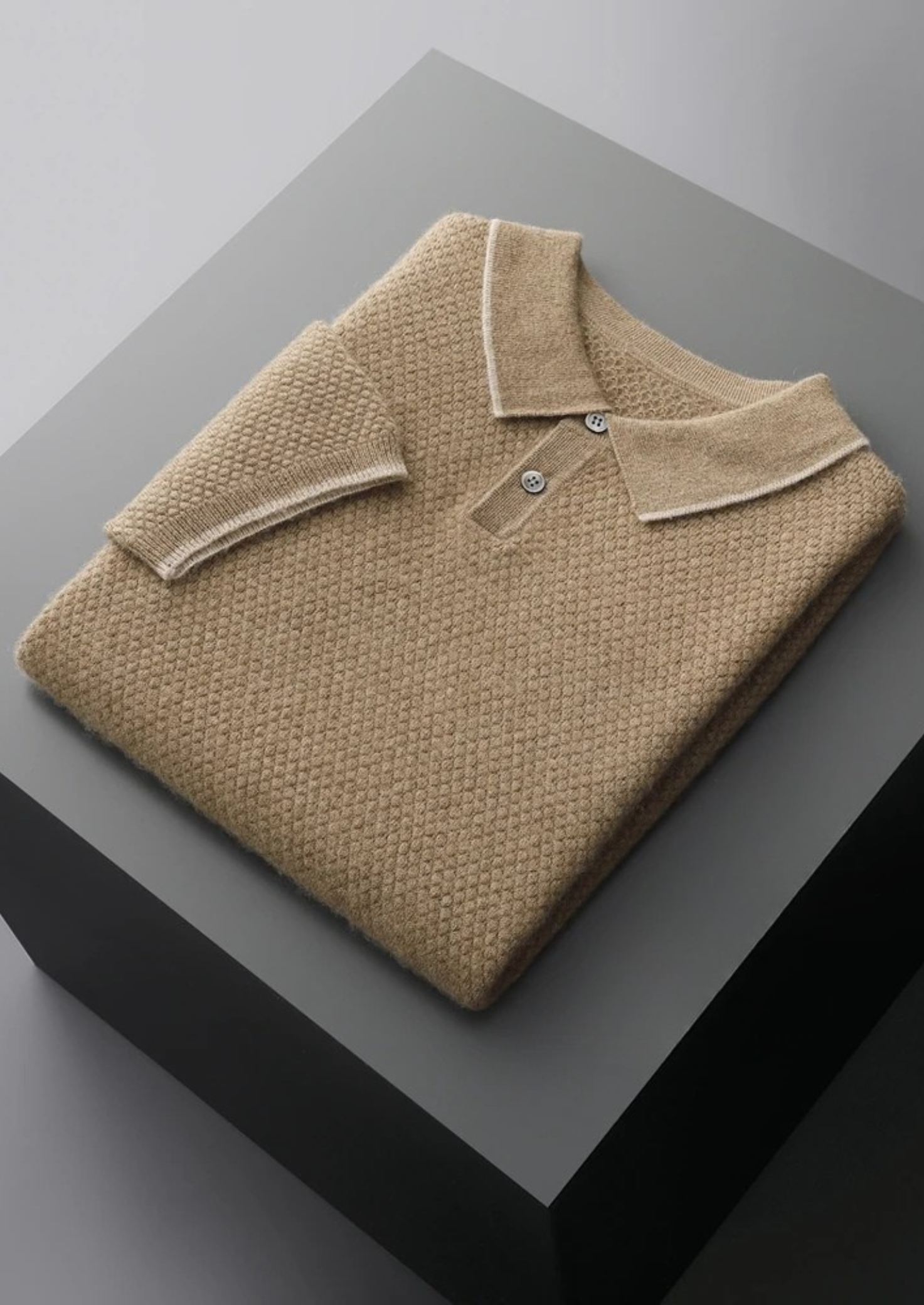 PREMIUM CASHMERE TWO-TONE POLO