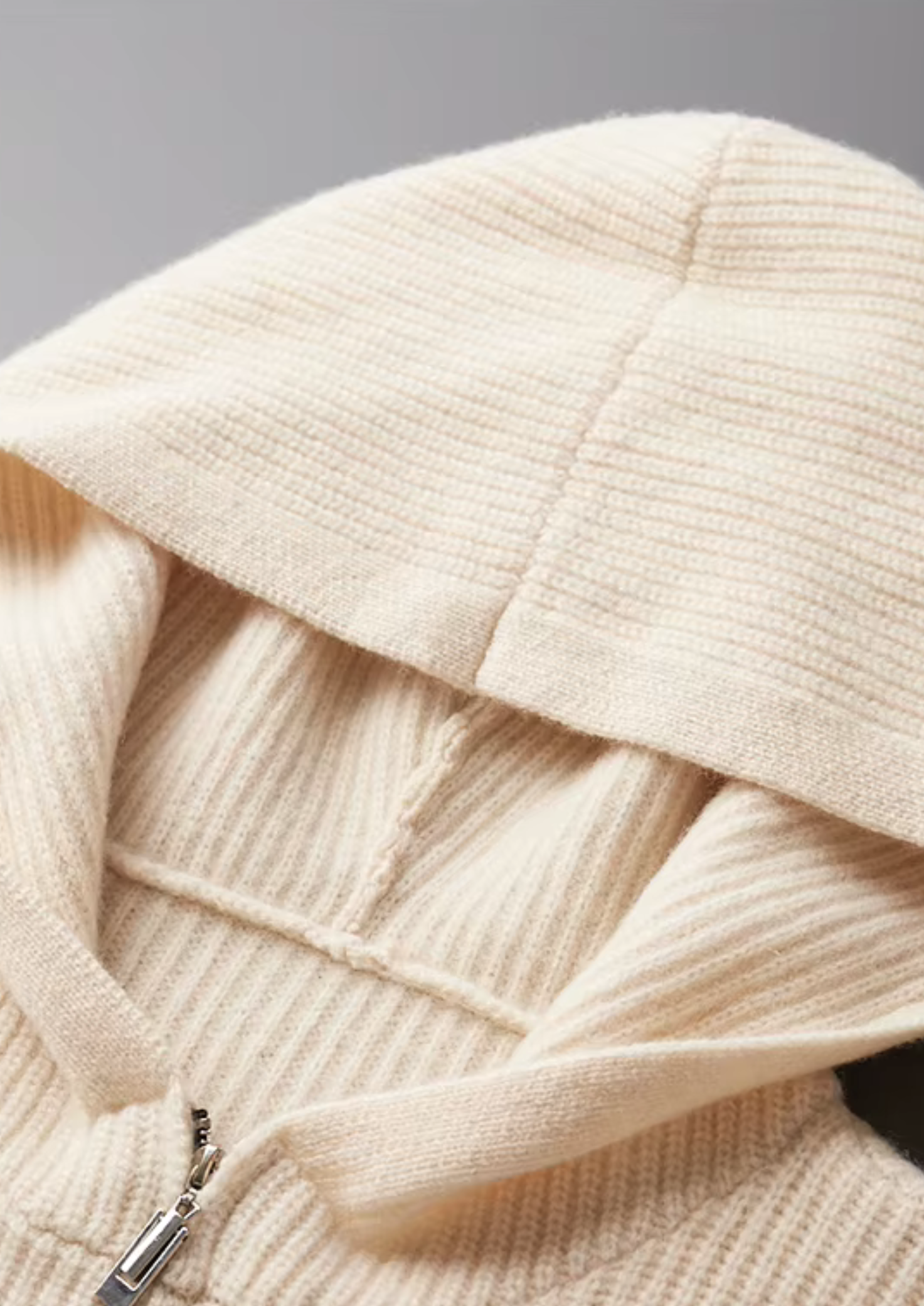 PURE EXTRA-FINE MERINO WOOL HALF ZIPPER HOODIE