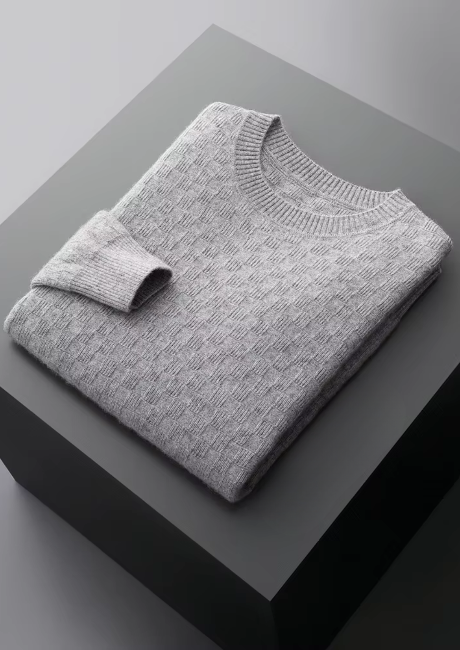 PREMIUM CASHMERE TEXTURED CREWNECK