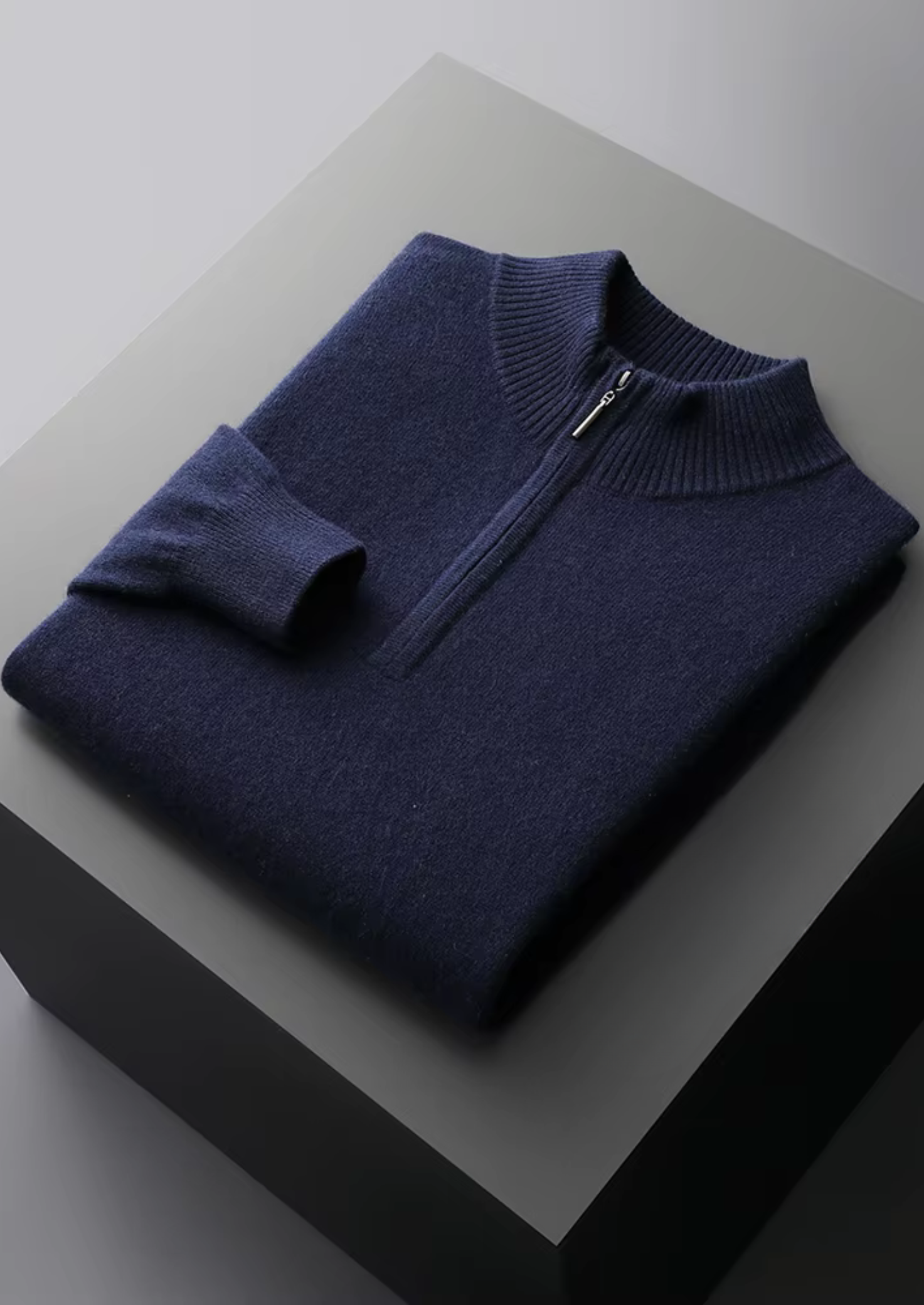 PURE EXTRA-FINE MERINO WOOL HALF ZIP SWEATER