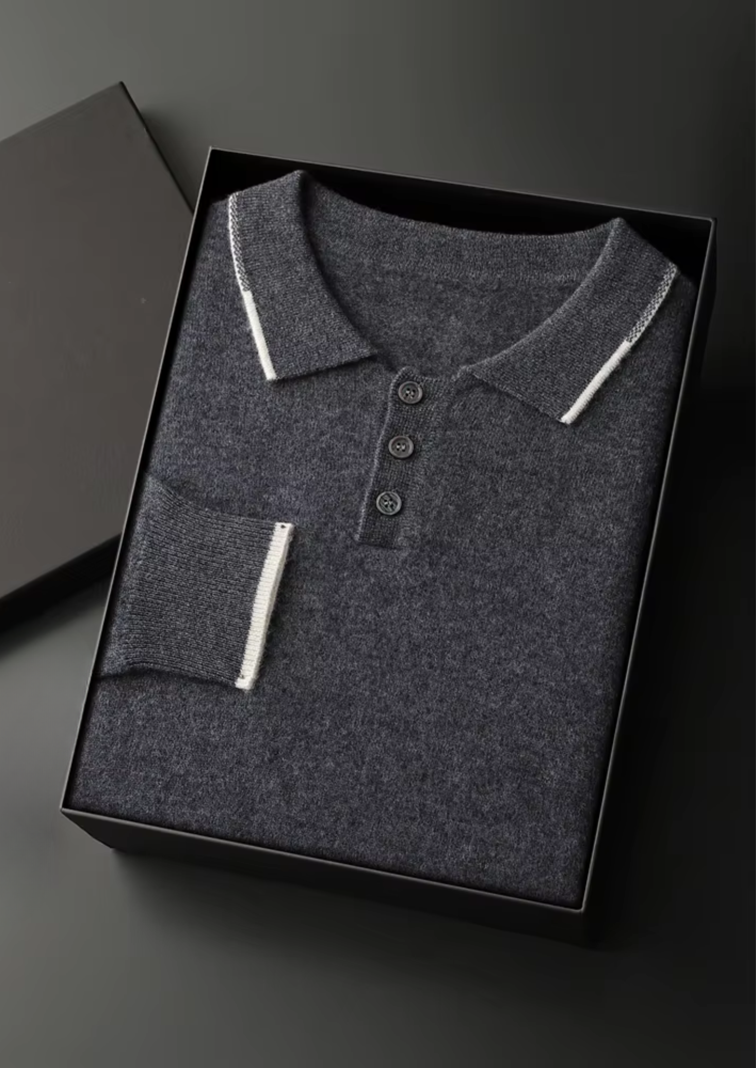 PREMIUM CASHMERE TWO TONE BUTTON POLO