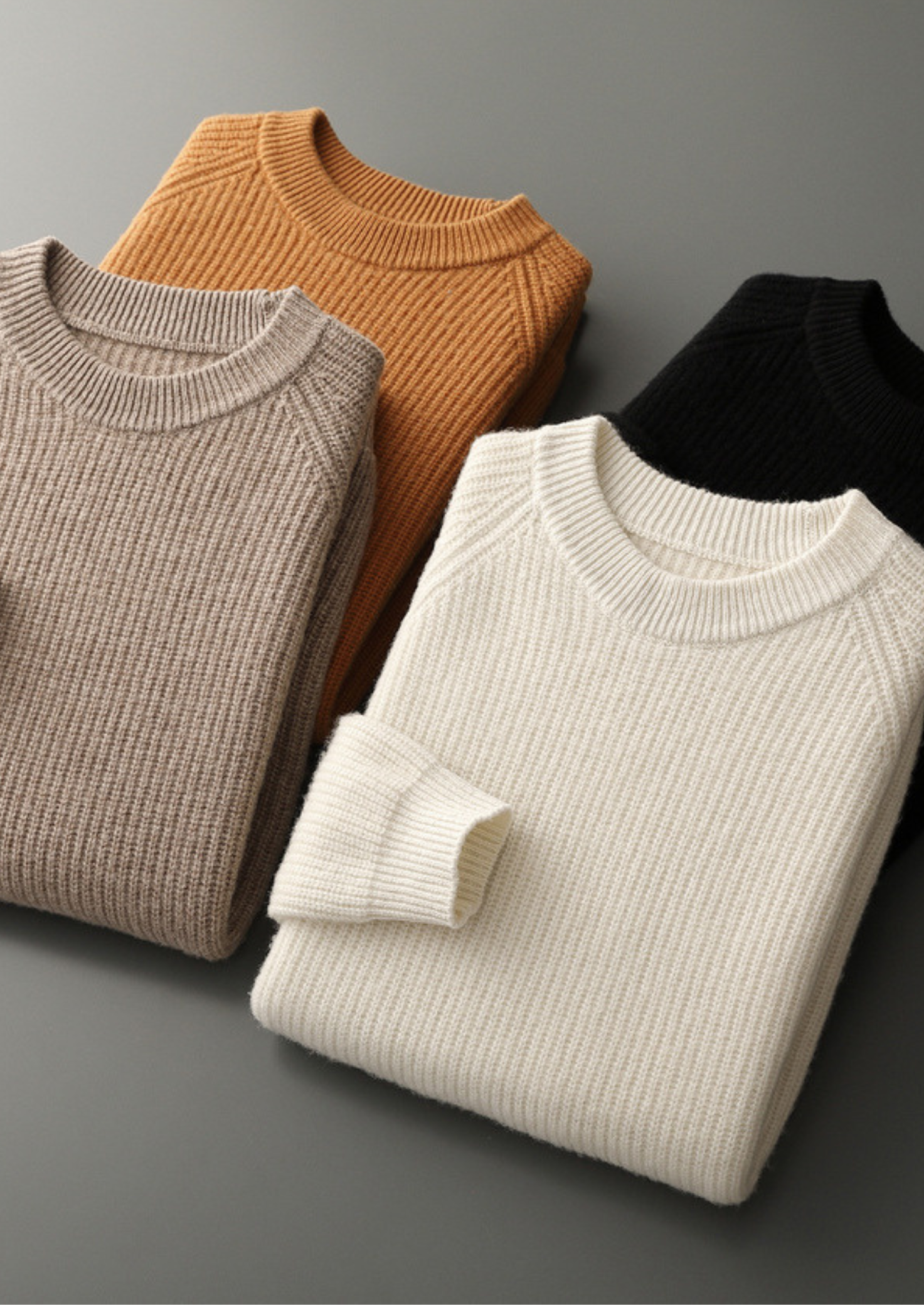 PURE EXTRA-FINE MERINO WOOL RIBBED RAGLAN CREWNECK