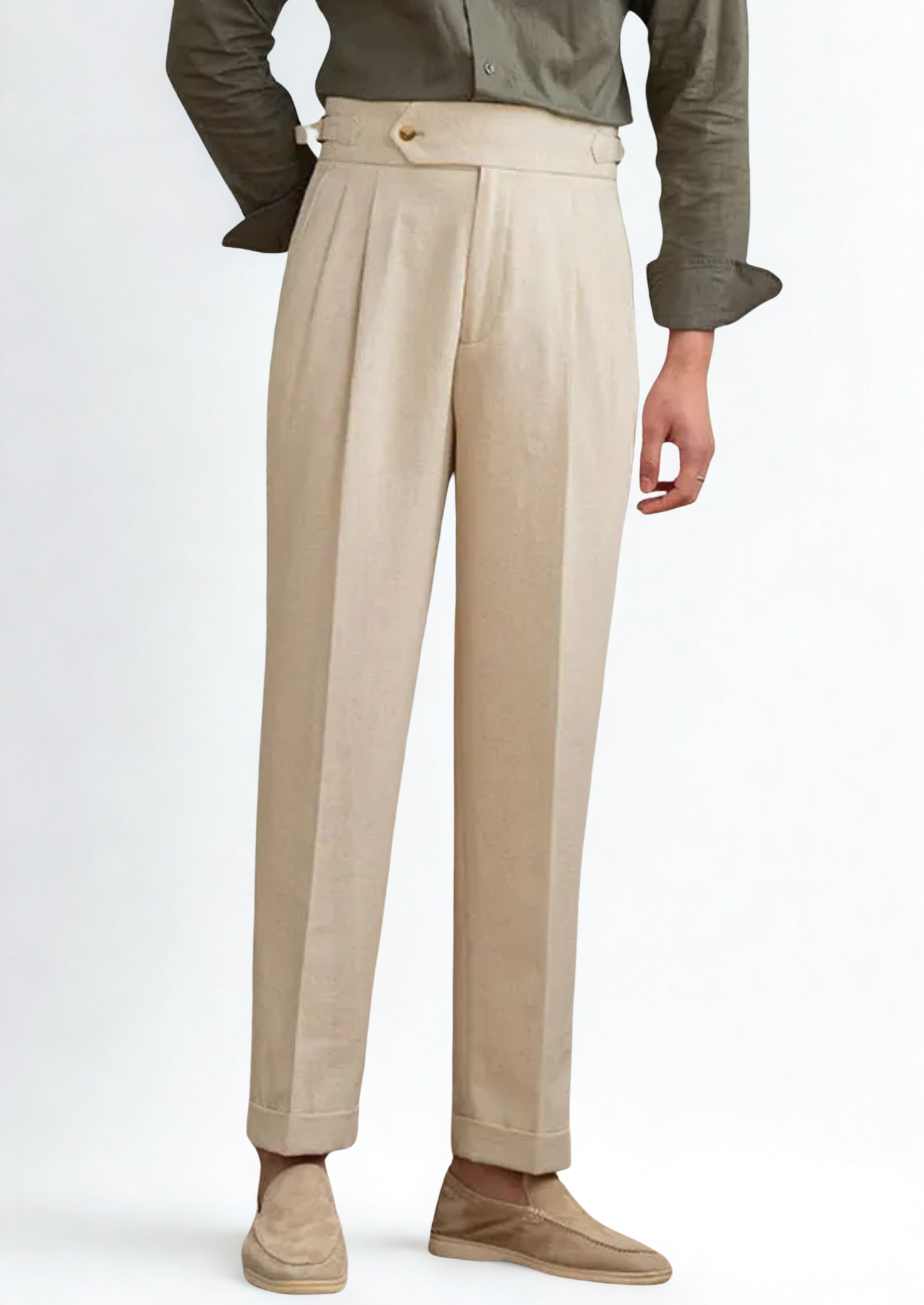 CAGLIARI PLEATED COASTAL TROUSERS - Sand