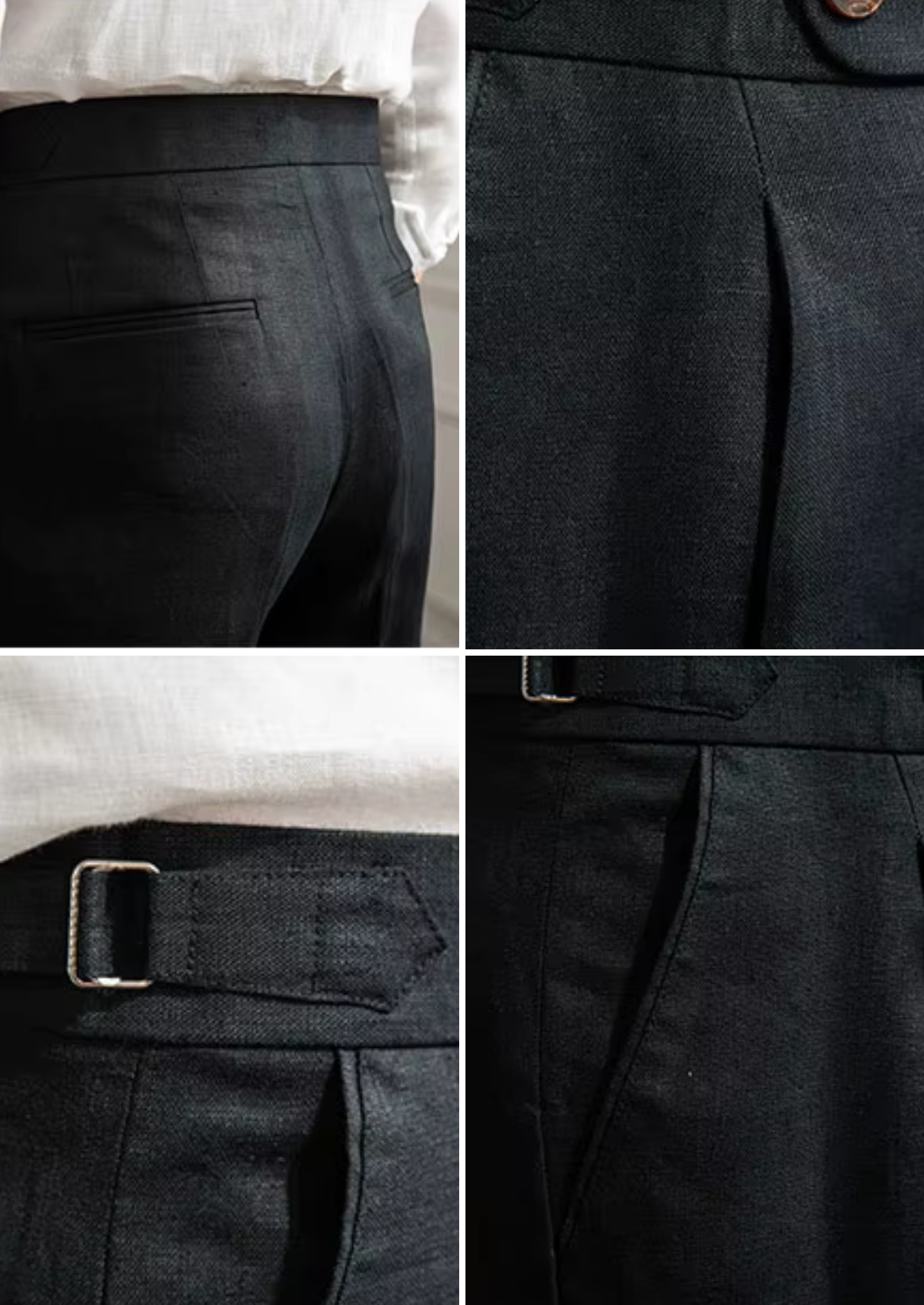 TUSCANY PLEATED COASTAL TROUSERS - Black