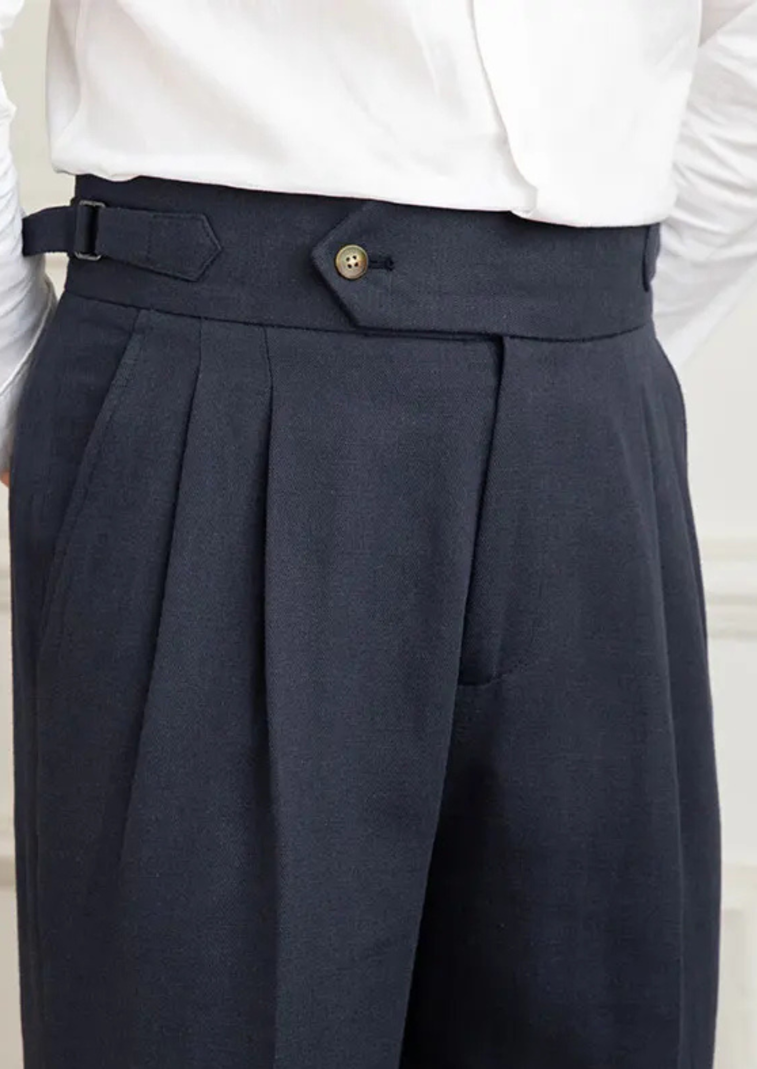 CAGLIARI PLEATED COASTAL TROUSERS - Navy Blue