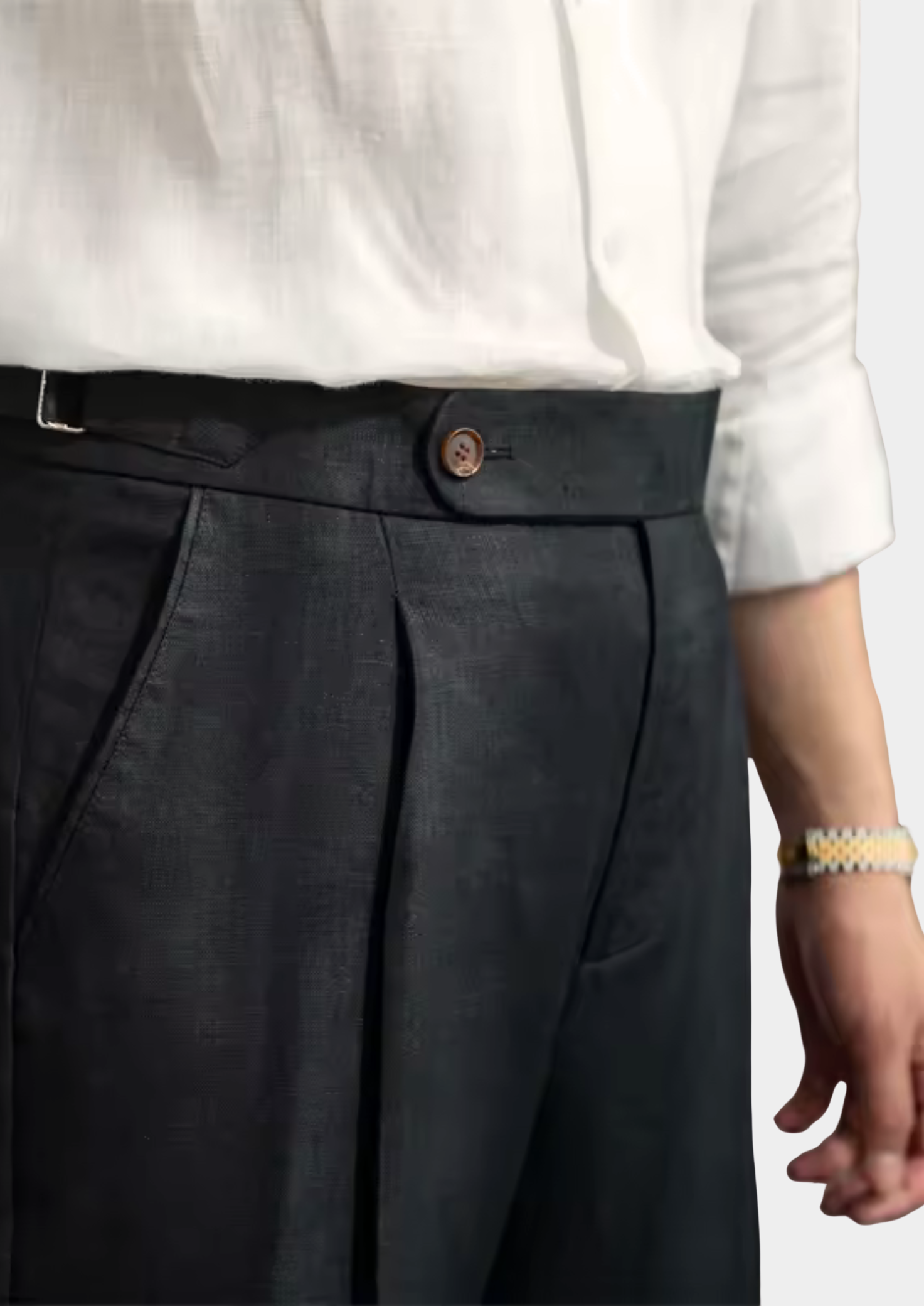 TUSCANY PLEATED COASTAL TROUSERS - Black